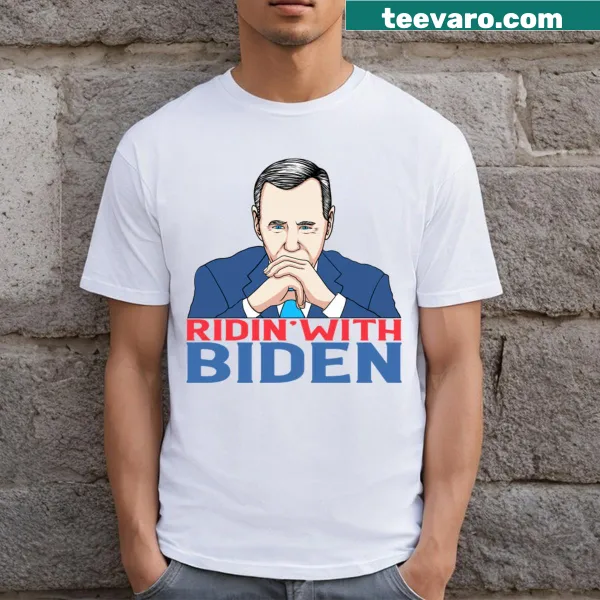 Bold 'Ridin' With Biden' text on t-shirt