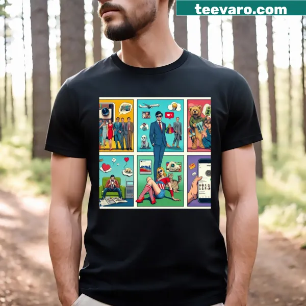 Minimalist graphic featuring social media icons on T-shirt