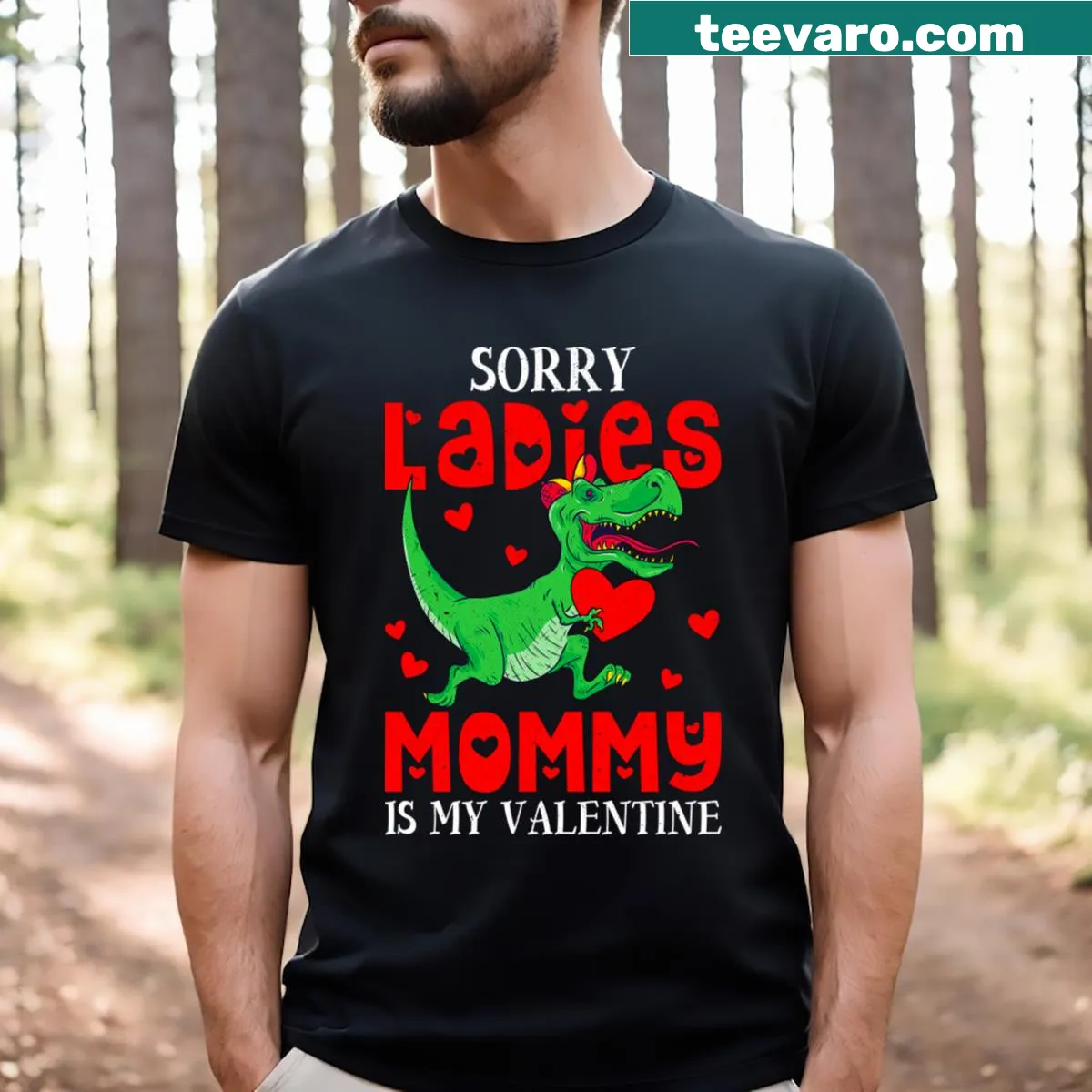Kids T-shirt with text 'Sorry Ladies, Mommy Is My Valentine' — on a men's t-shirt
