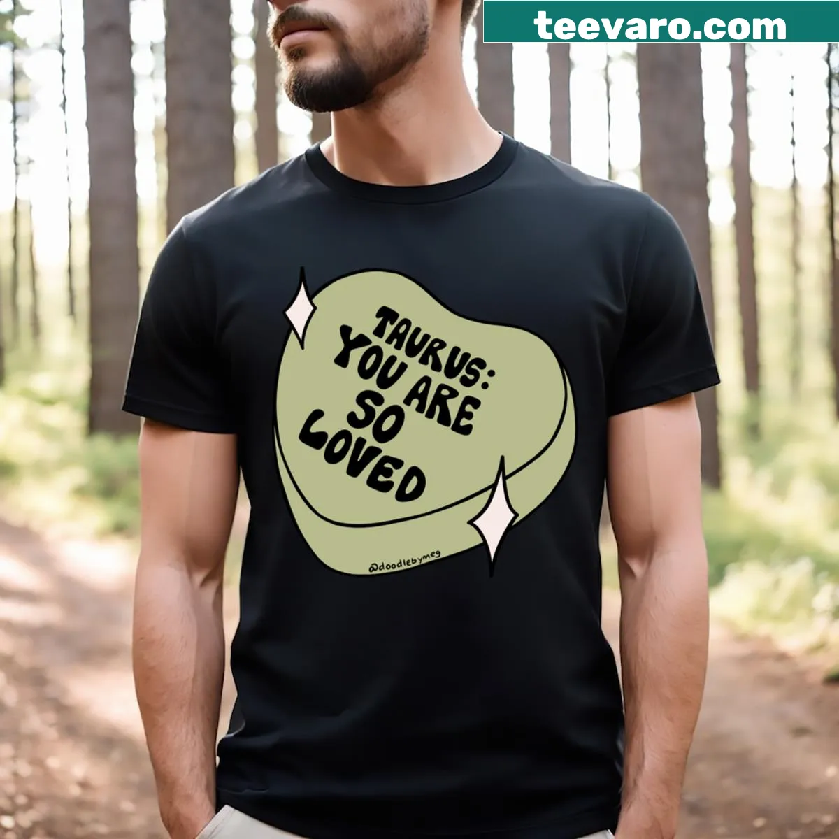 Taurus-themed conversation heart T-shirt with humorous text. — on a men's t-shirt