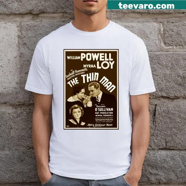 Vintage-style design of a detective character in sepia on a T-shirt