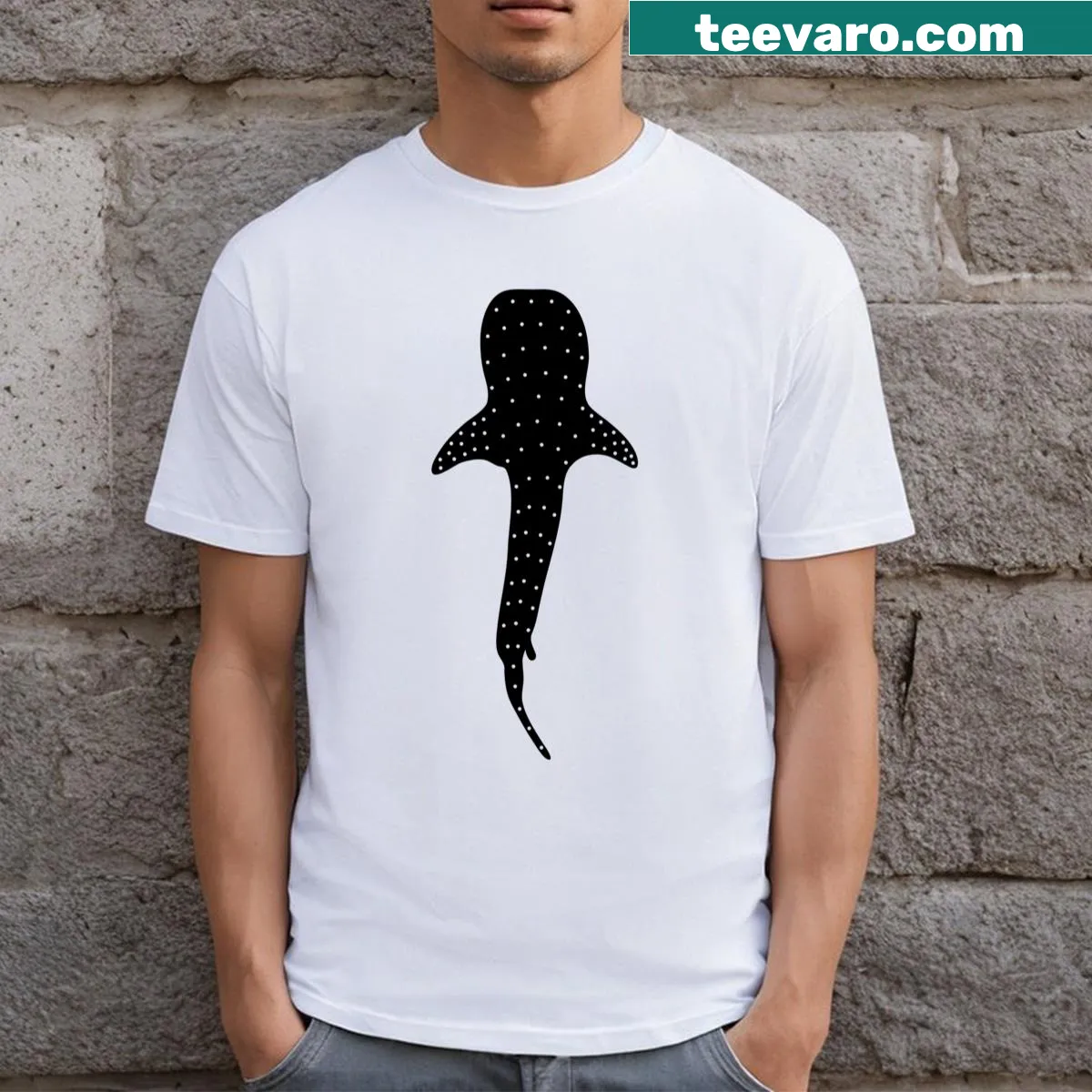 Whale shark scuba diving graphic t-shirt for men — on a men's t-shirt
