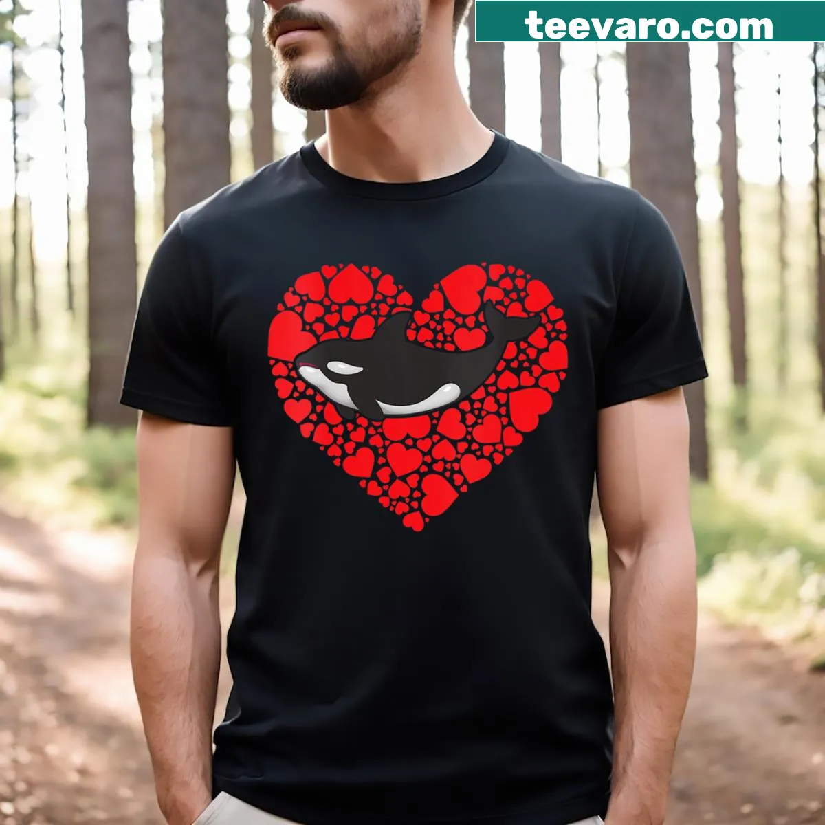 Cute Orca Killer Whale Valentine's Day graphic for kids — on a men's t-shirt
