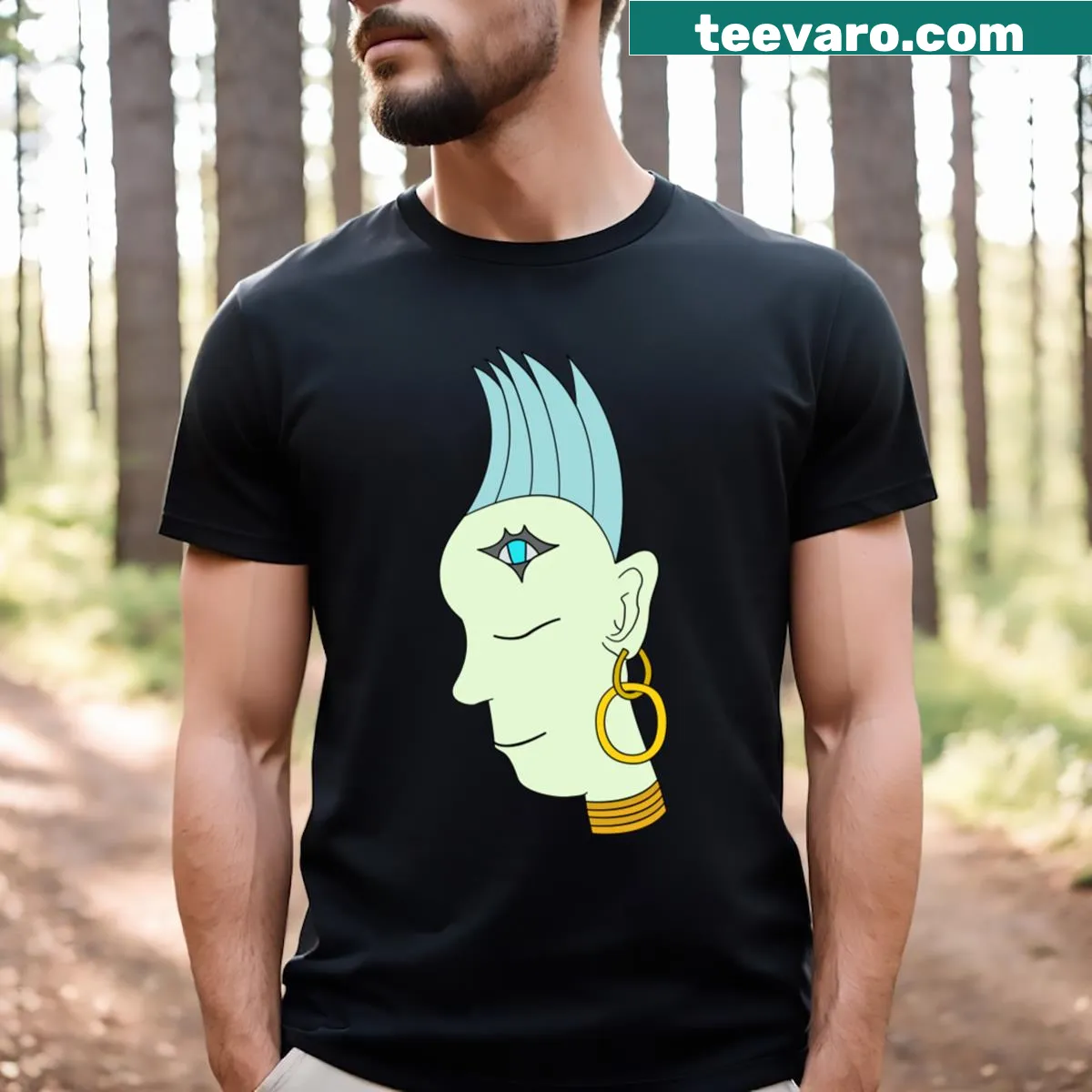 Abstract T-shirt featuring a minimalist design of a female face — on a men's t-shirt
