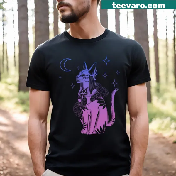 Illustration of Bastet on a T-shirt