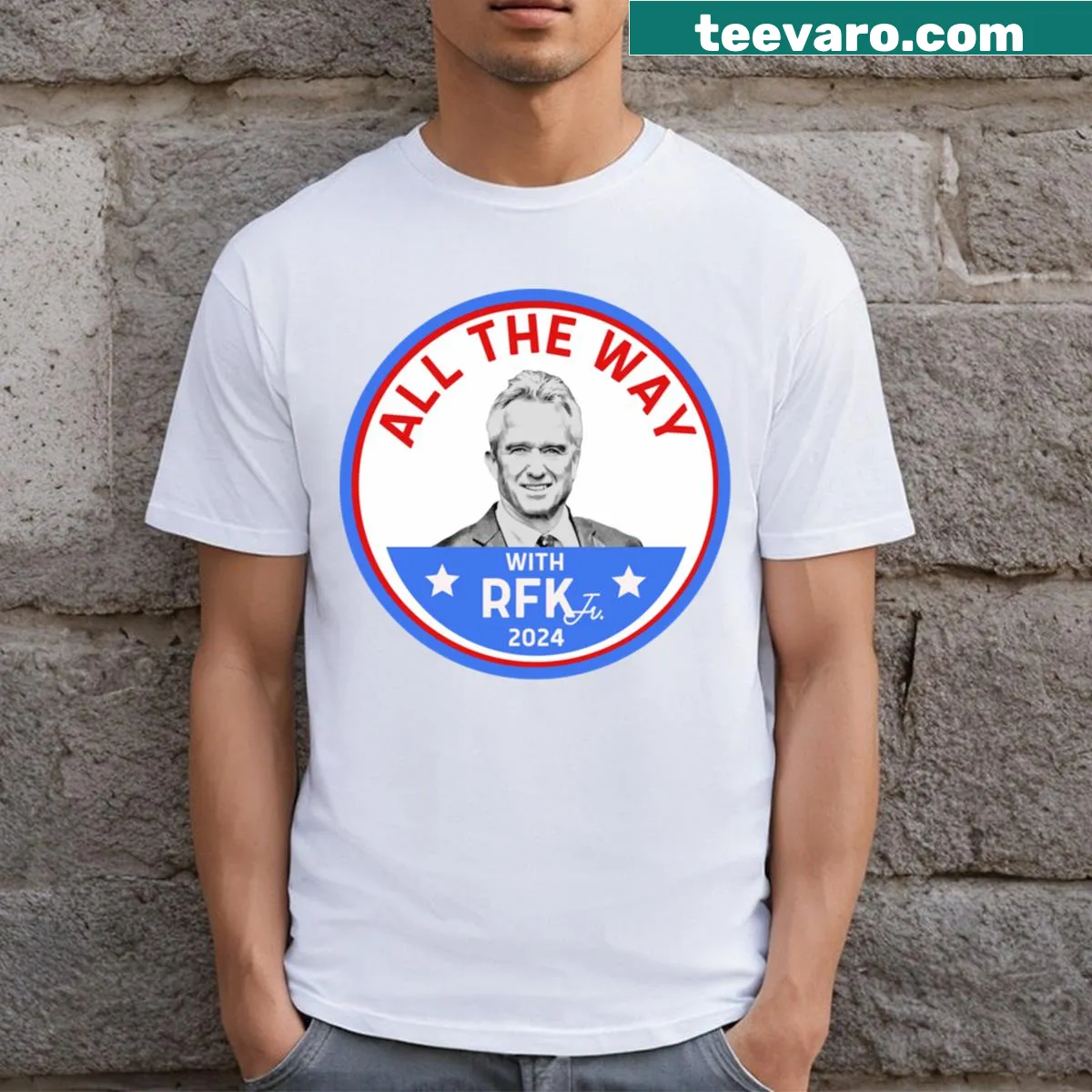 Supportive typography design for Rfk Jr President 2024 on a T-shirt — on a men's t-shirt