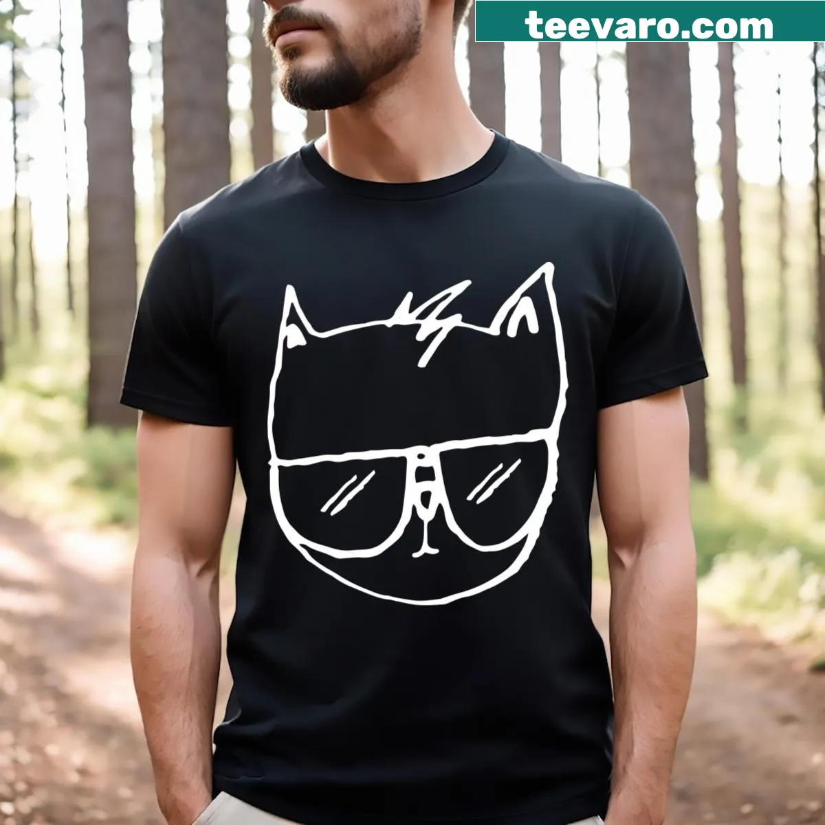Cool cat t-shirt with cartoon illustration and sunglasses — on a men's t-shirt
