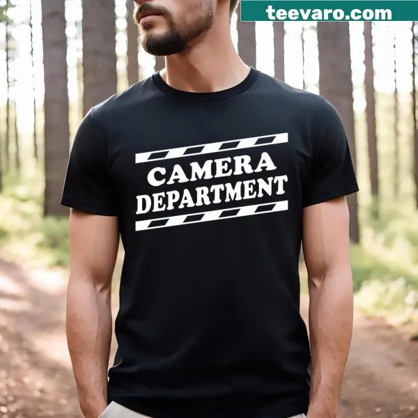 Clapperboard graphic on a film department T-shirt