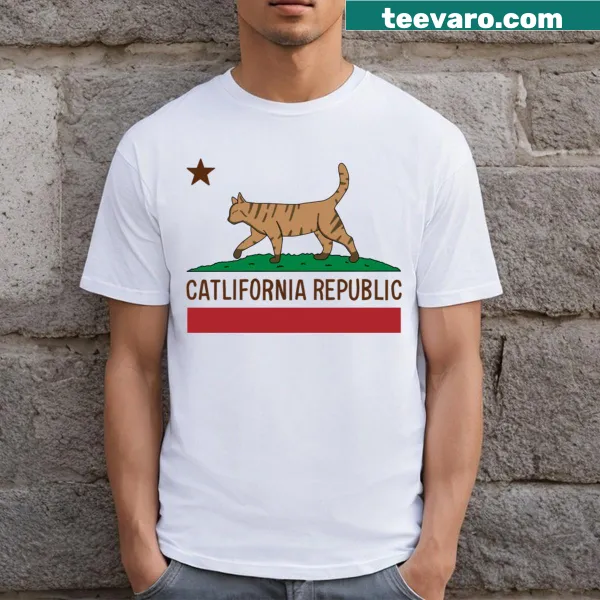 Playful T-shirt featuring Catlifornia Republic design