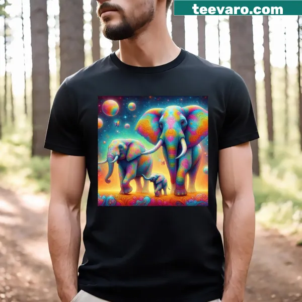 Stunning illustration of cosmic giants on a fantasy T-shirt