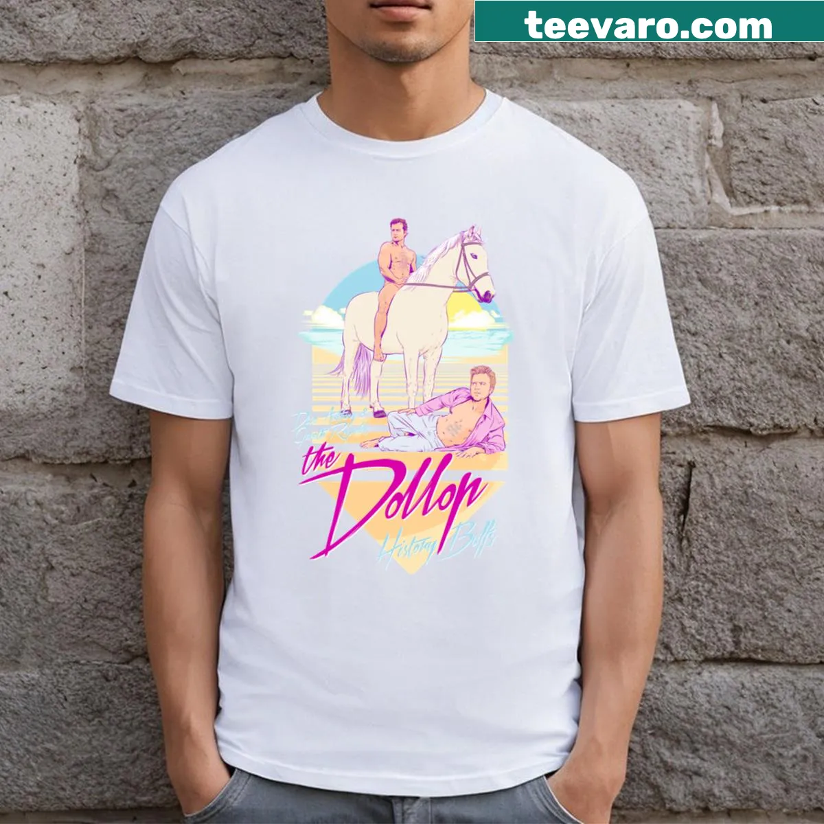 Dollop History Buffs T-shirt with historical-themed graphics — on a men's t-shirt