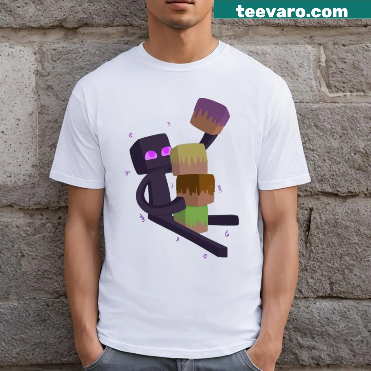 Minimalist Enderman silhouette t-shirt for gamers — on a men's t-shirt