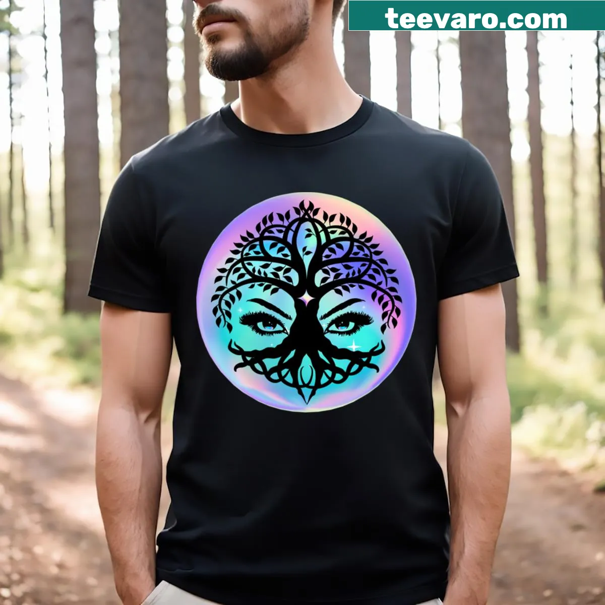 Inspirational t-shirt with the phrase 'Eyes Within Life' — on a men's t-shirt