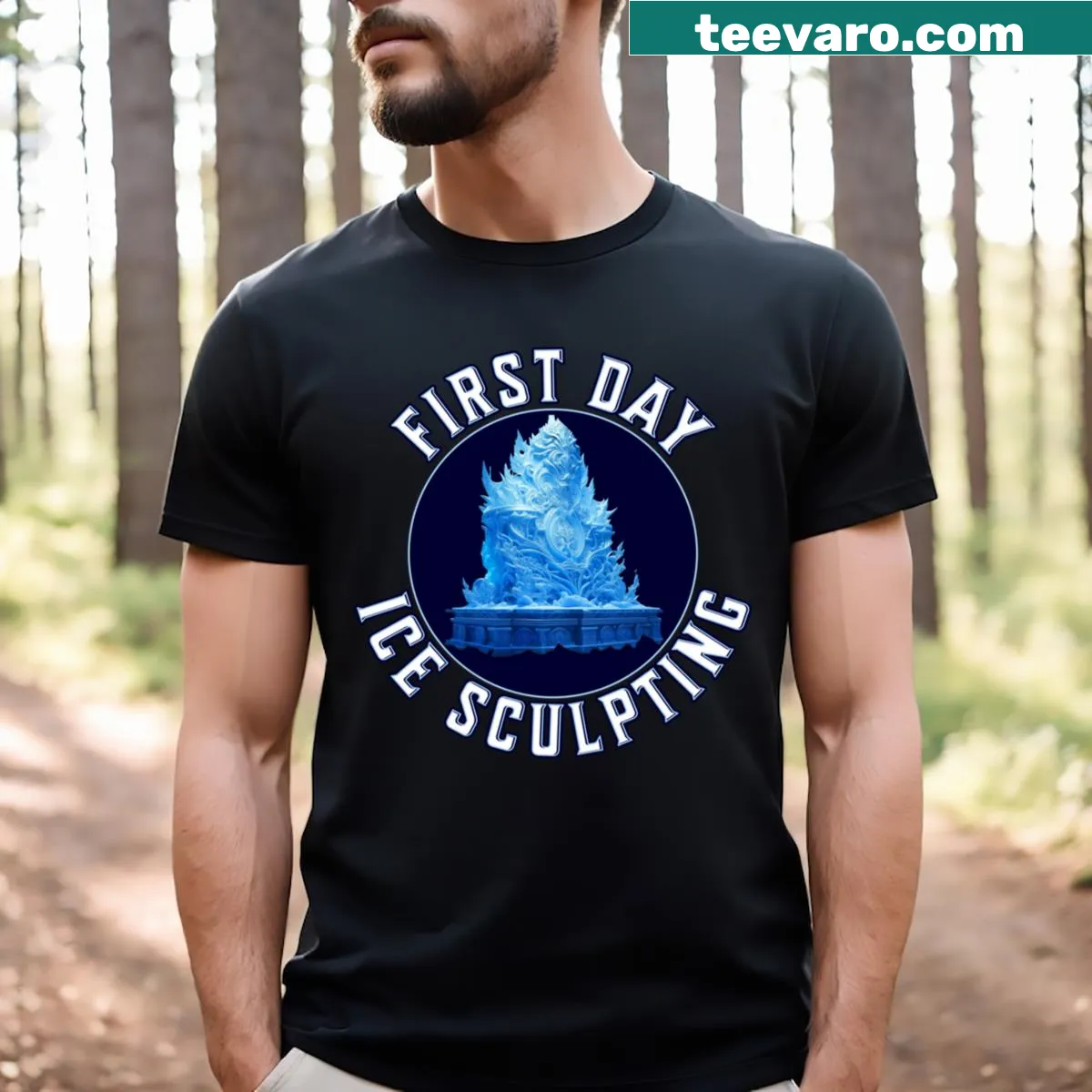 Funny ice sculptor t-shirt featuring a humorous graphic and bold text — on a men's t-shirt