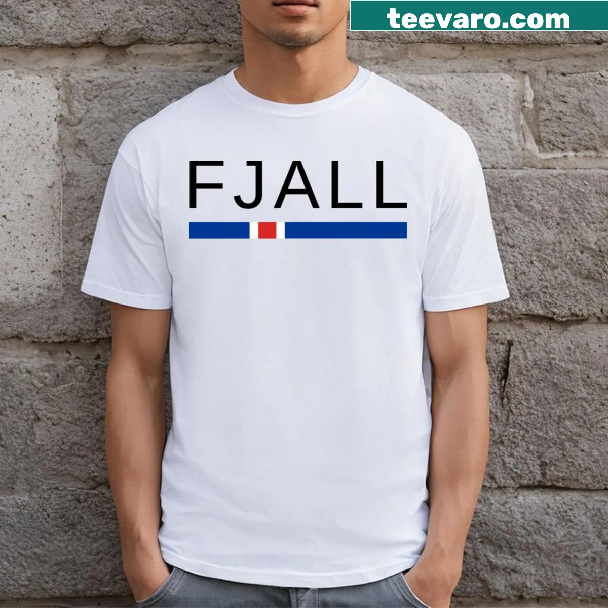 Illustrative design of the Fjall mountains in Iceland on a t-shirt — on a men's t-shirt