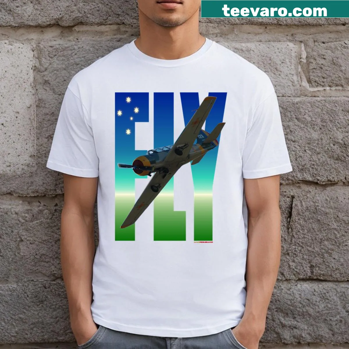 Illustration of Yak52 airplane on T-shirt — on a men's t-shirt