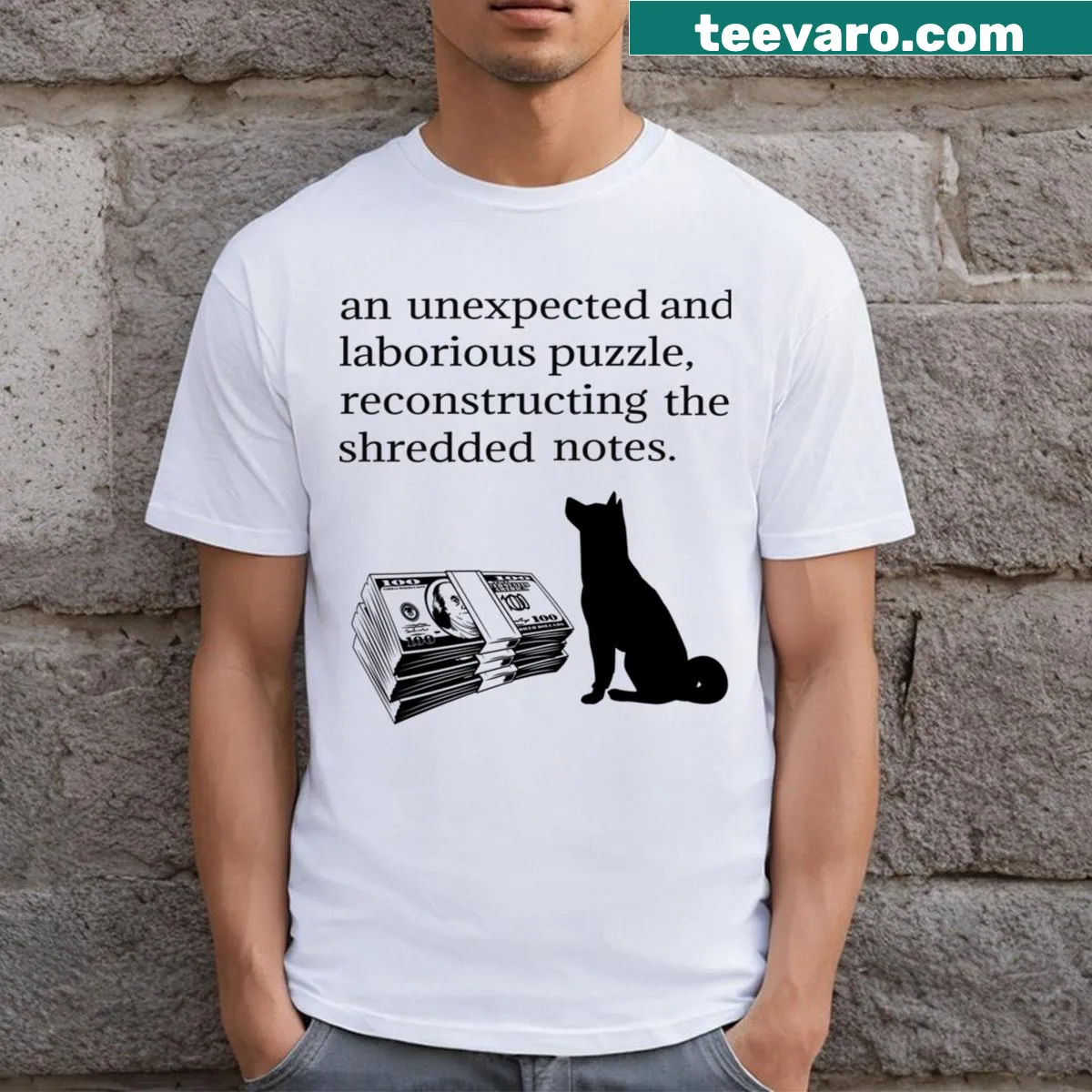 Cute dog quote T-shirt featuring a humorous quote about puppies. — on a men's t-shirt