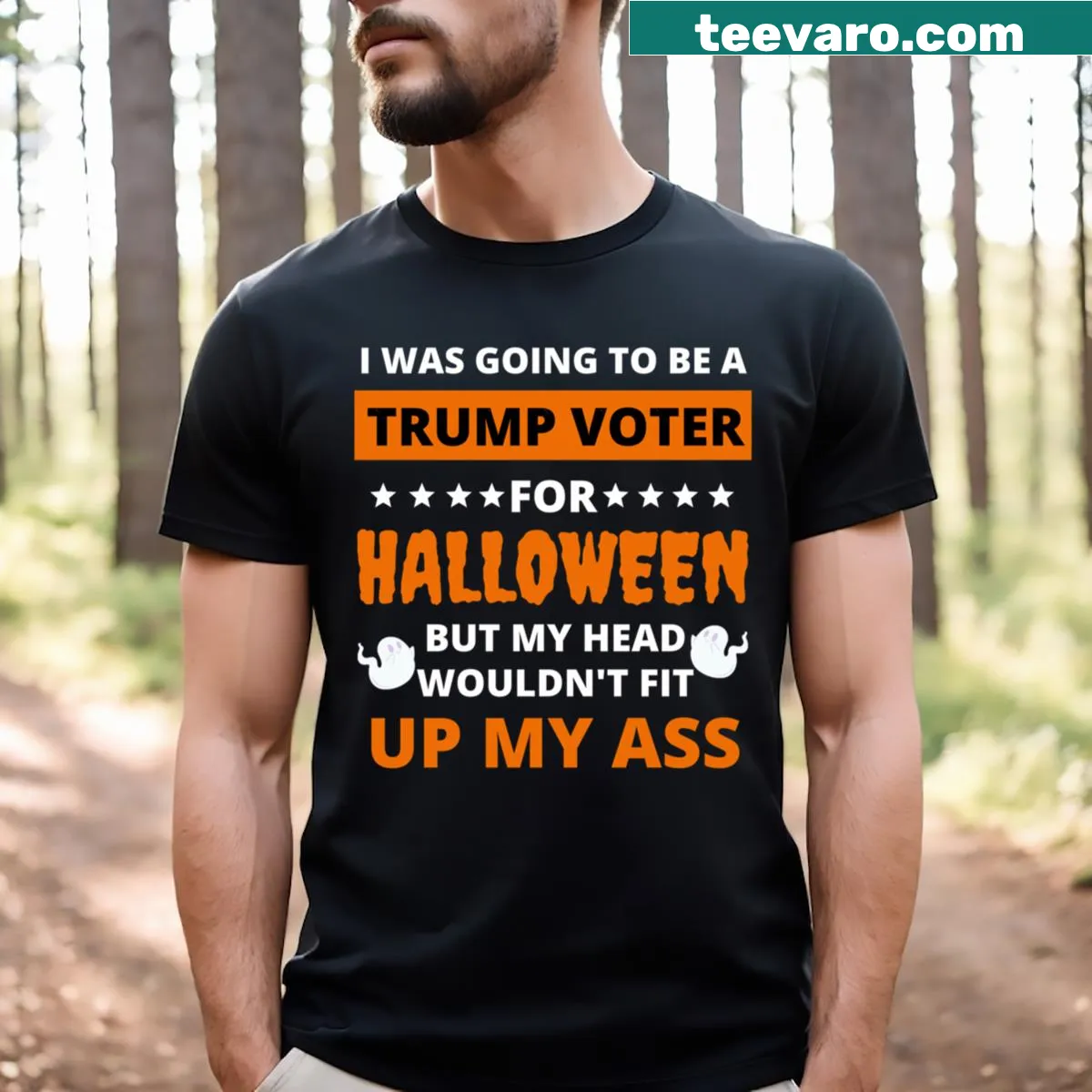 Funny political parody T-shirt with bold typography — on a men's t-shirt