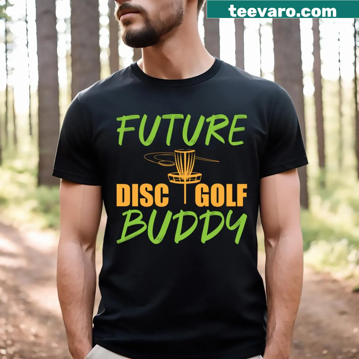 Funny disc golf t-shirt with humorous golfing phrase — on a men's t-shirt