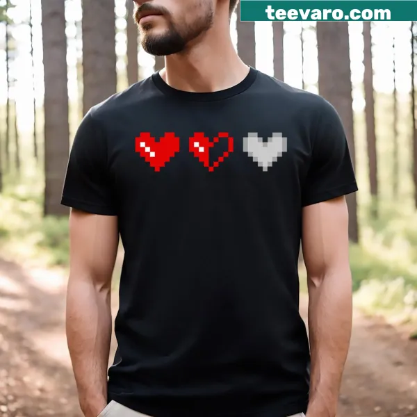 Playful gaming hearts graphic t-shirt for gamers