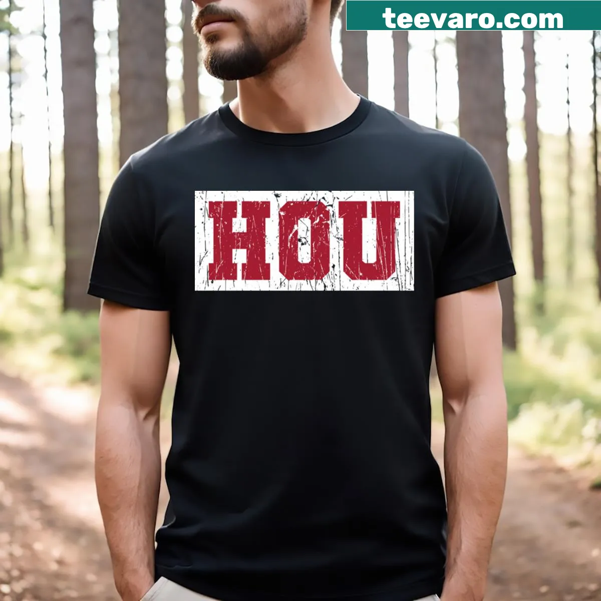 Houston Texans badge emblem design on a T-shirt — on a men's t-shirt