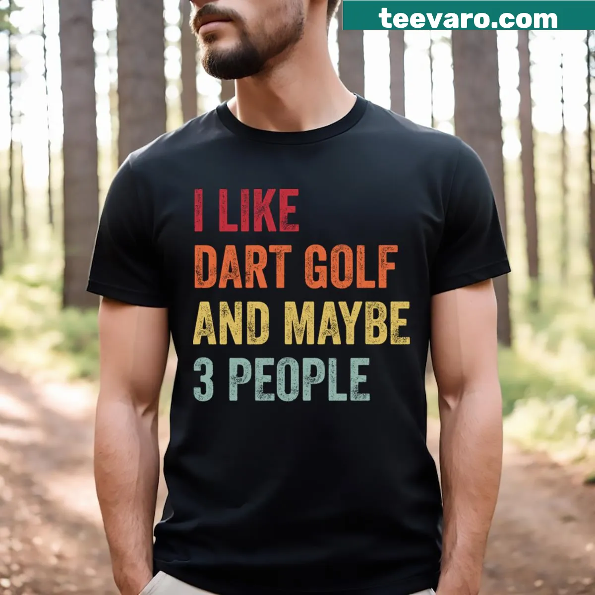 Funny T-shirt with the phrase 'I Like Dart Golf Maybe 3 People' — on a men's t-shirt