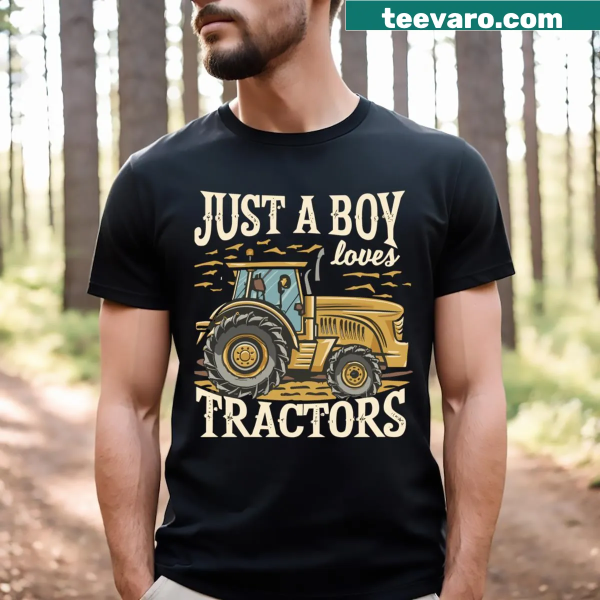 Funny tractor t-shirt for kids with cheerful illustration and text — on a men's t-shirt