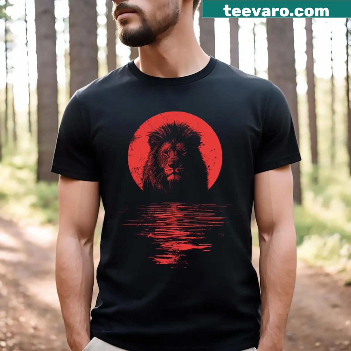 Lion graphic t-shirt celebrating the king of the jungle — on a men's t-shirt
