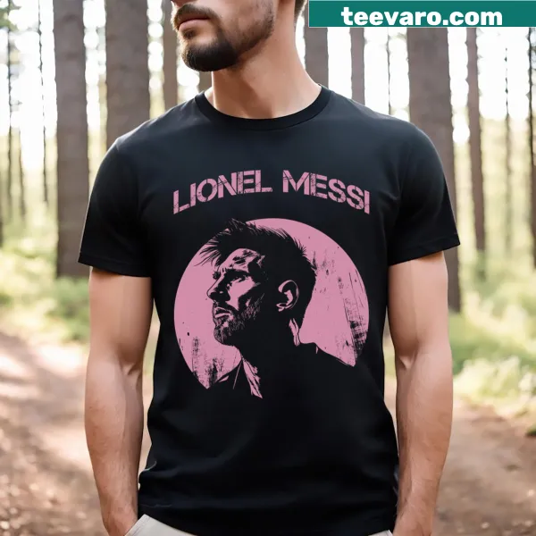 T-shirt featuring a graphic of Lionel Messi, celebrating his soccer legacy
