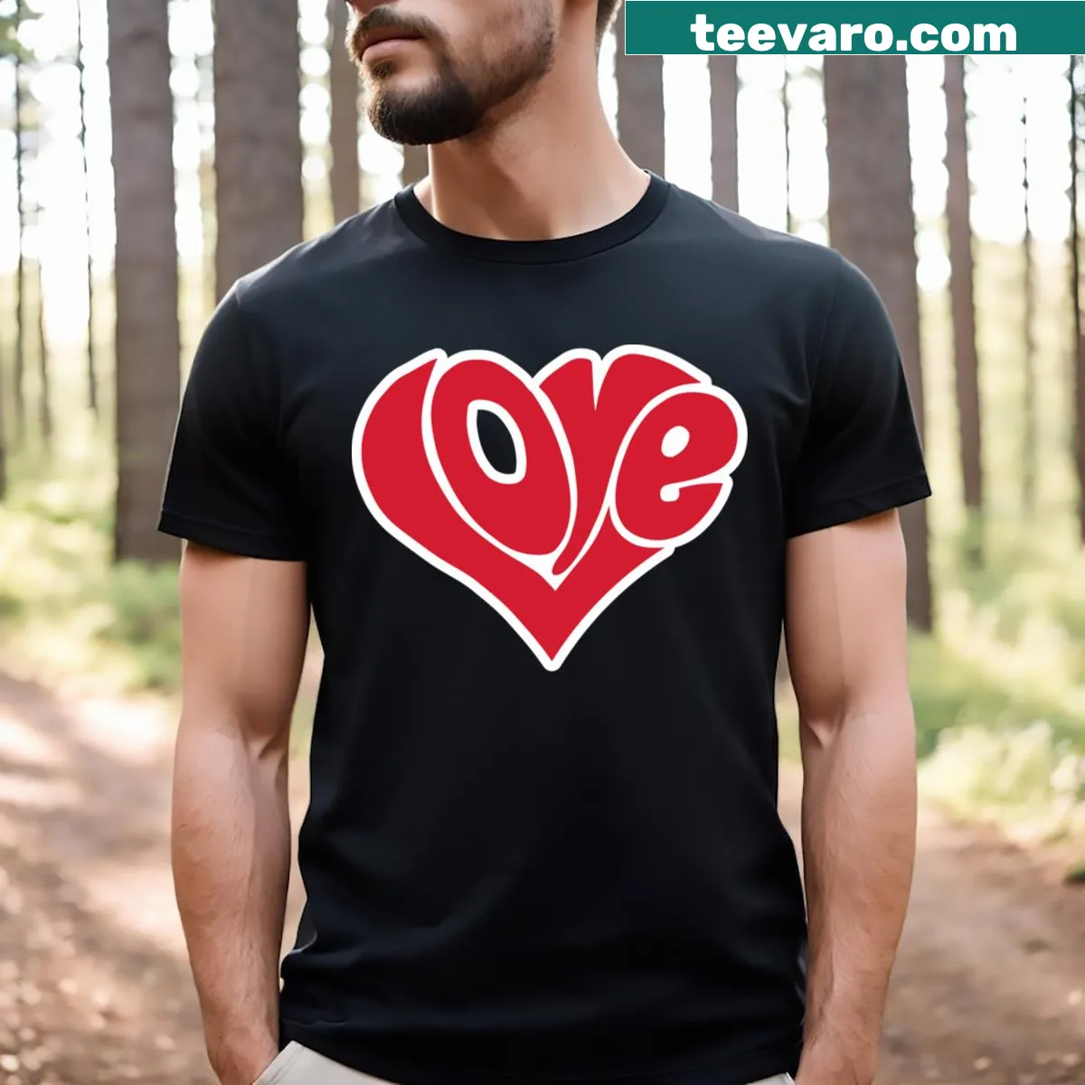 Simple and bold love-themed t-shirt design — on a men's t-shirt