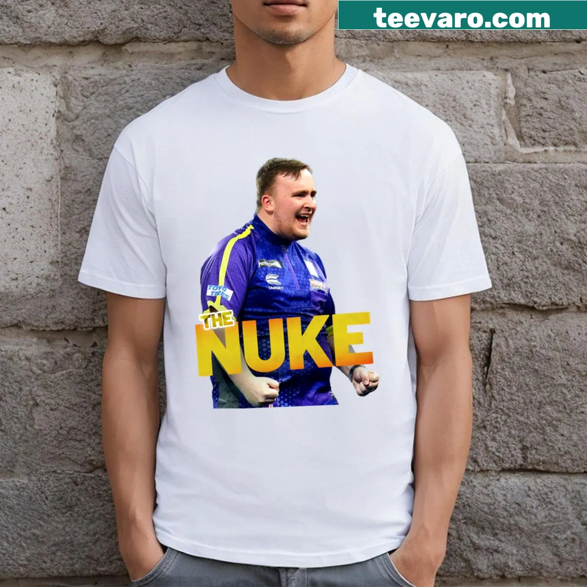 Cartoon character Luke The Nuke featured on a fun T-shirt — on a men's t-shirt