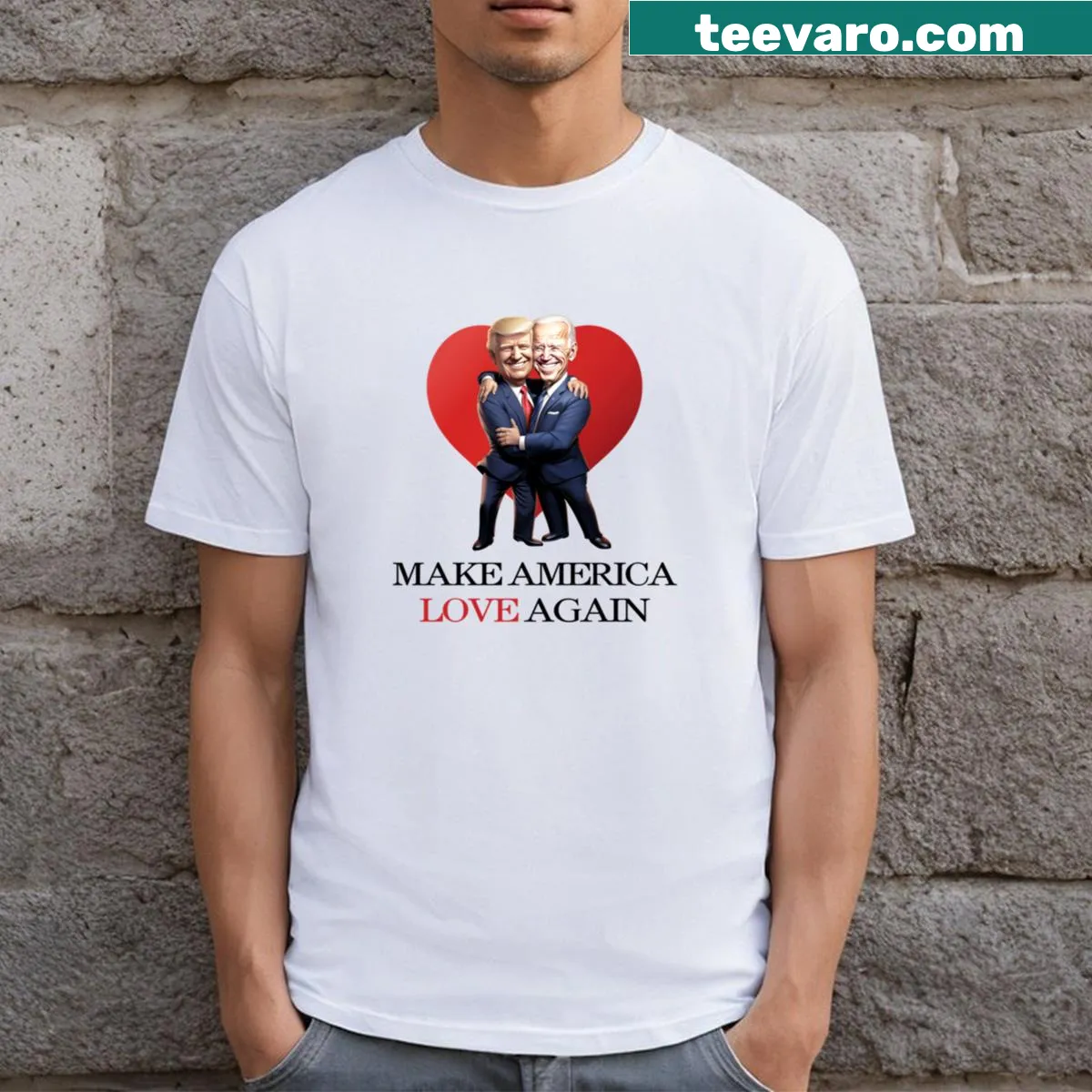 Typography design promoting love on a patriotic t-shirt — on a men's t-shirt