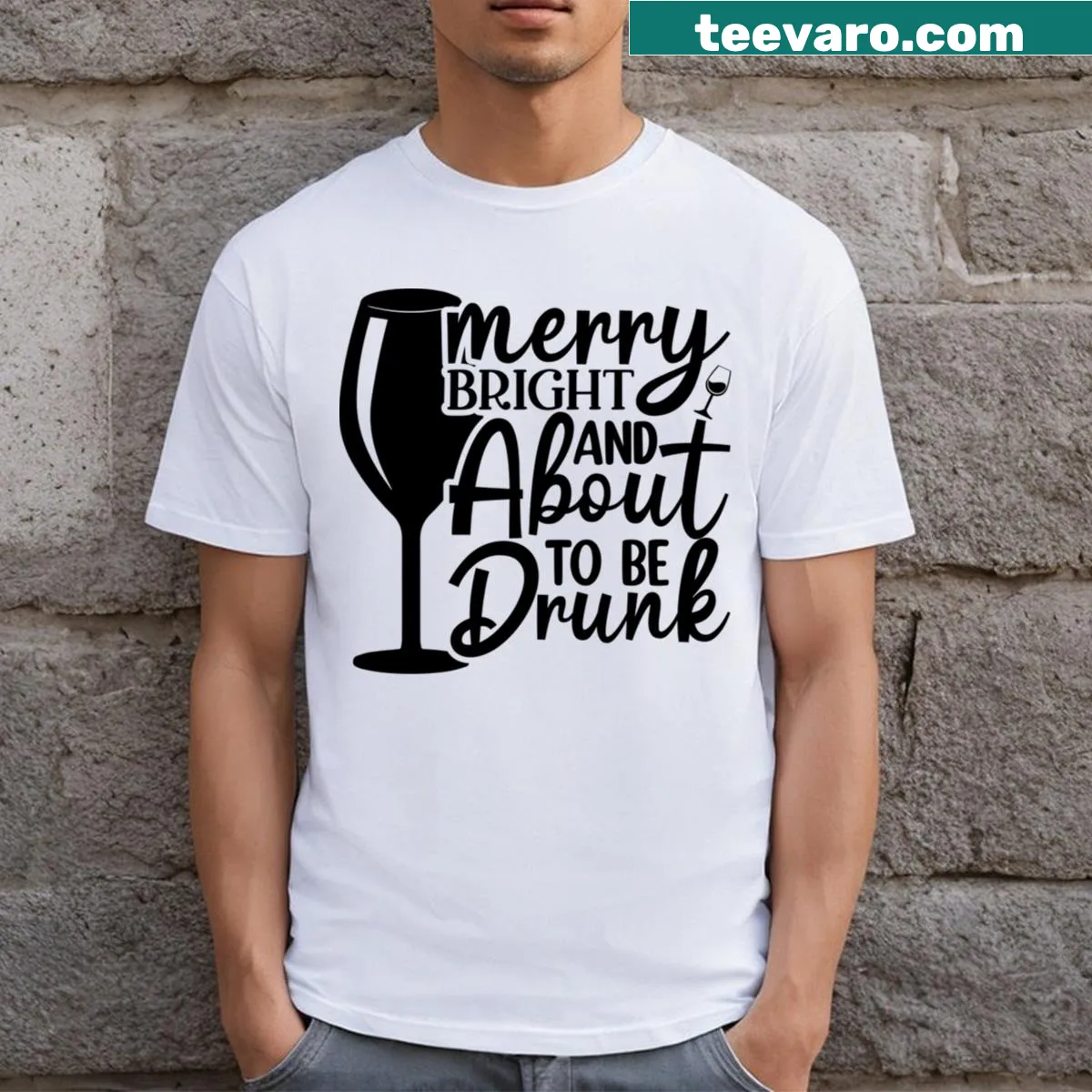Funny holiday t-shirt with a playful festive phrase — on a men's t-shirt