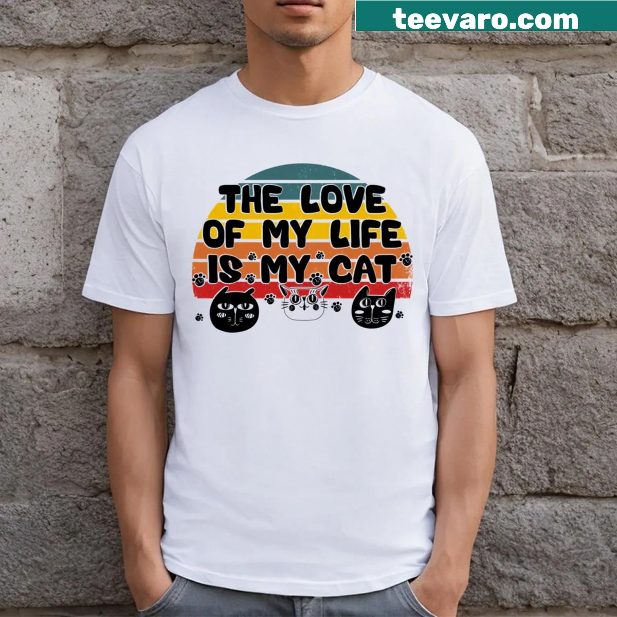 Funny cat lover T-shirt with humorous saying about cats — on a men's t-shirt