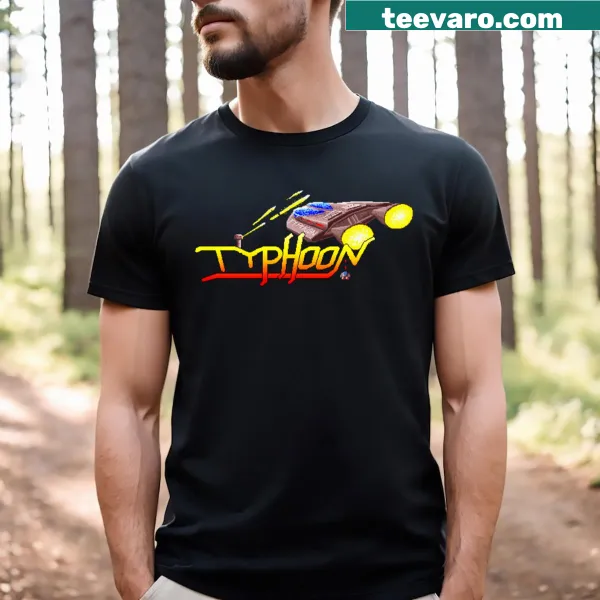 Illustration of a typhoon on a T-shirt.