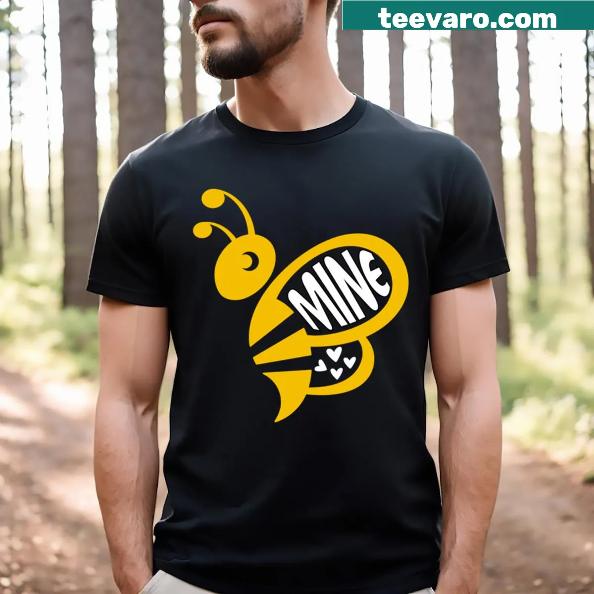 Valentine's T-shirt with funny bee graphic and message — on a men's t-shirt