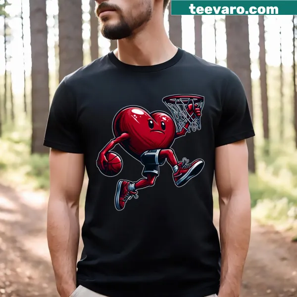 Valentine's Day t-shirt with heart slam dunk graphic