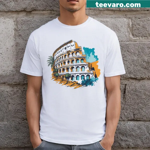 Watercolor travel-themed T-shirt design.