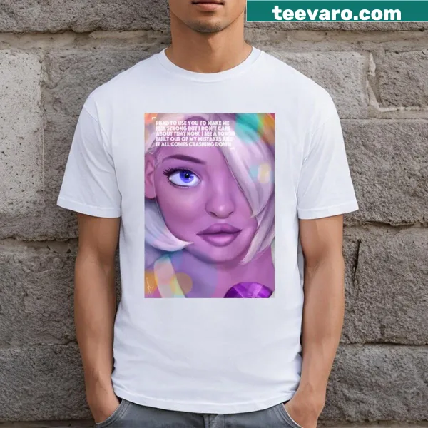 Artistic amethyst gemstone portrait illustration on T-shirt