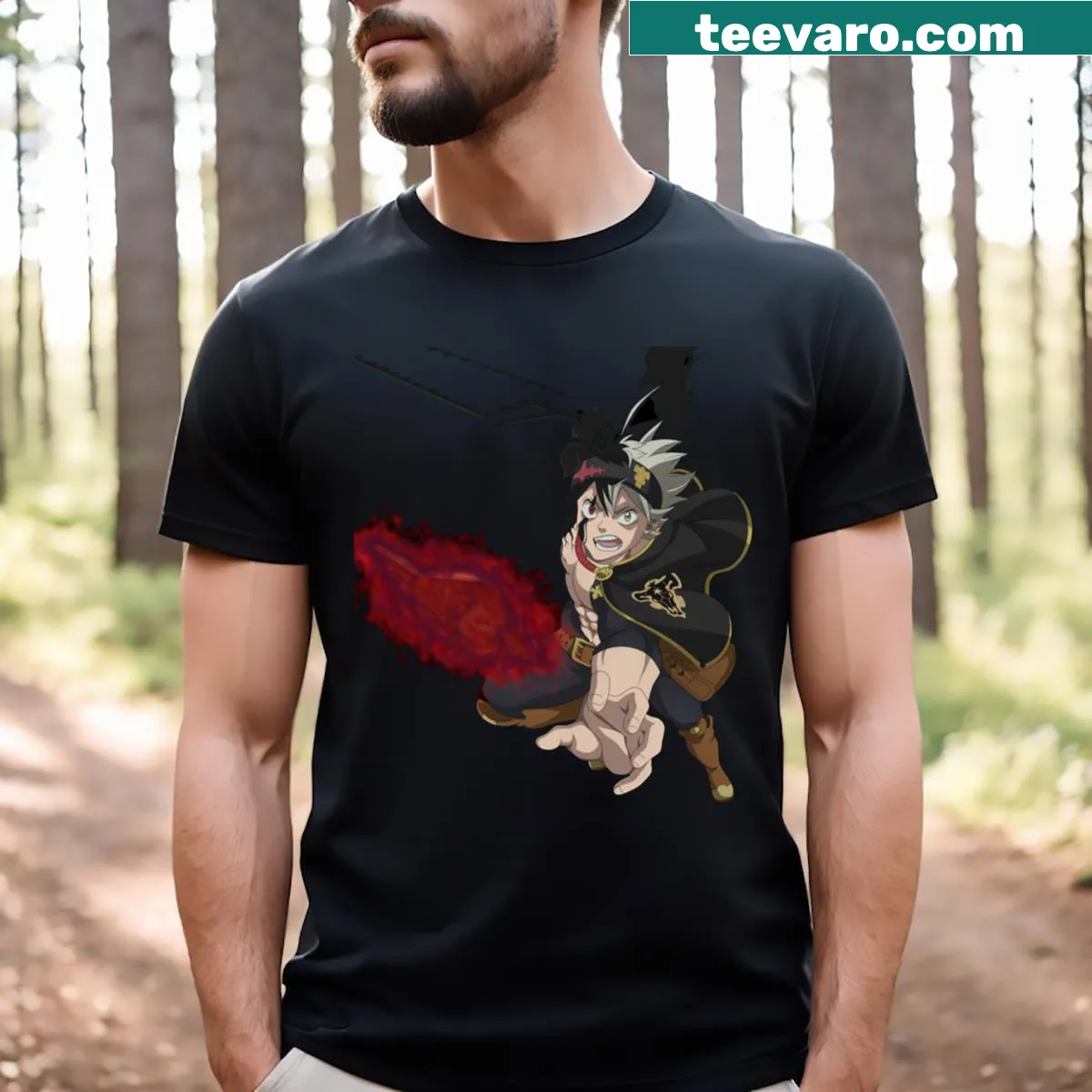 T-shirt featuring Asta from Black Clover series — on a men's t-shirt