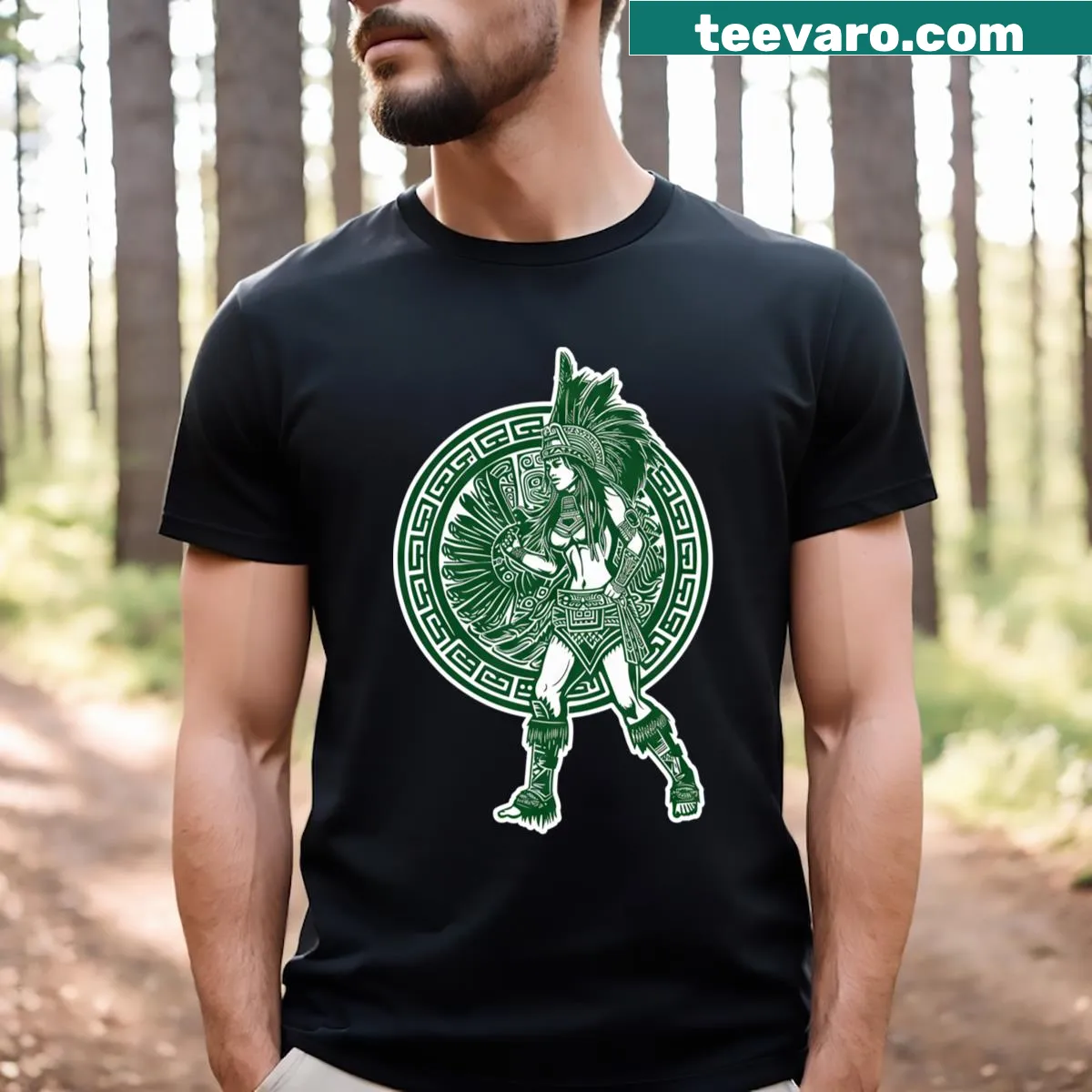 Silhouette of an Aztec enchantress on a T-shirt — on a men's t-shirt