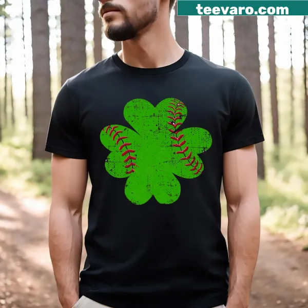 Shamrock design with baseball theme on a T-shirt