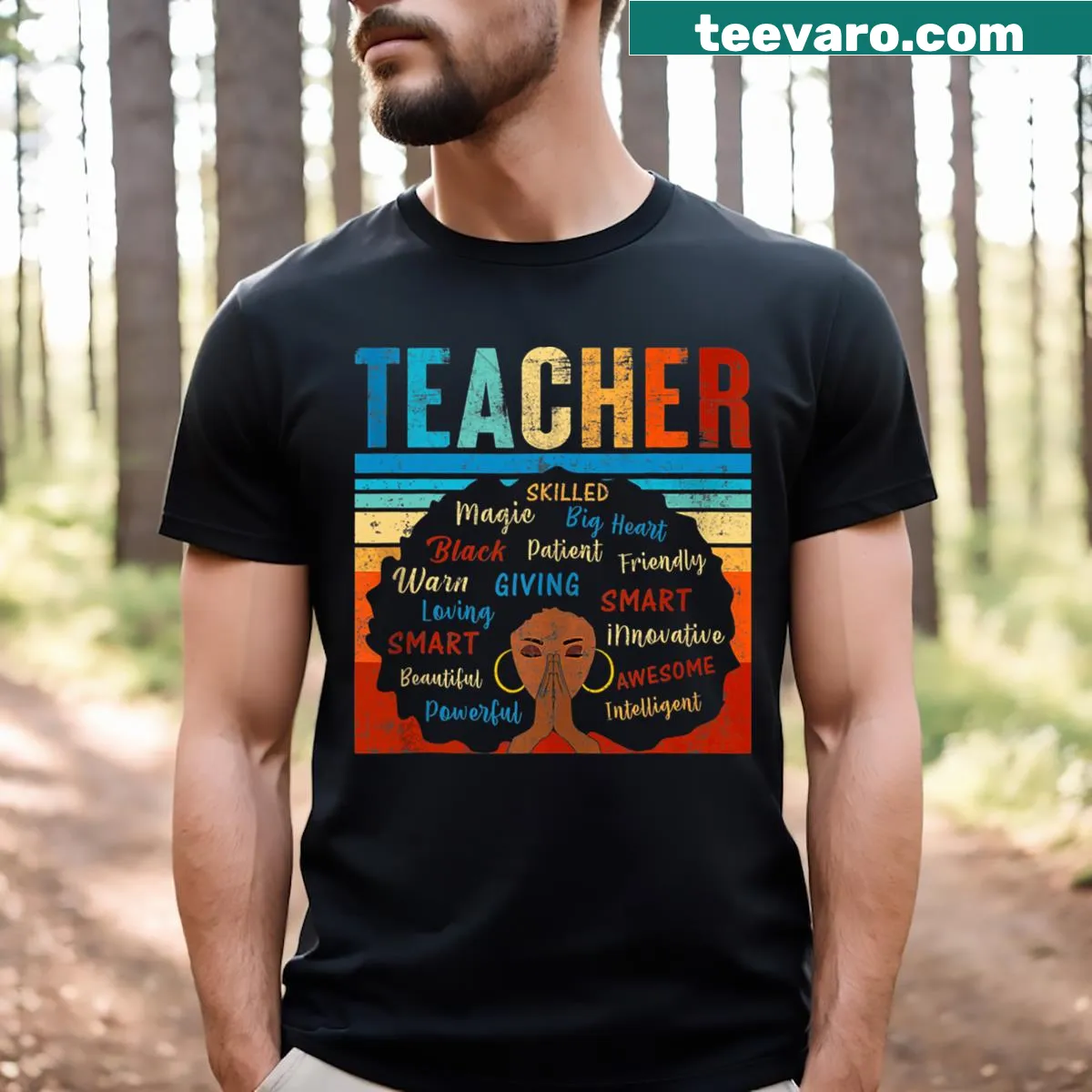 T-shirt for Black teachers featuring 'Educator Magic' and African heritage — on a men's t-shirt
