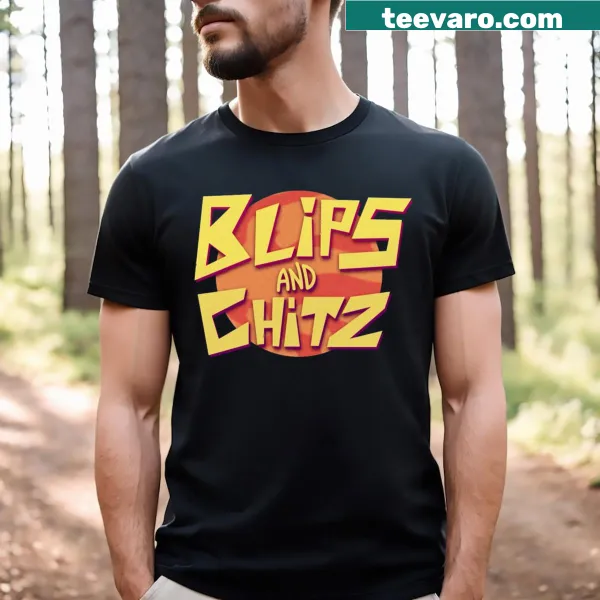 Playful T-shirt with 'Blips And Chitz' graphic from an animated series