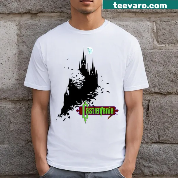 Retro graphic T-shirt inspired by Castlevania 1 game design