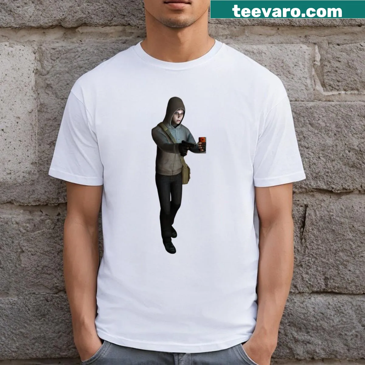 T-shirt featuring haunting design inspired by Cry Of Fear game — on a men's t-shirt