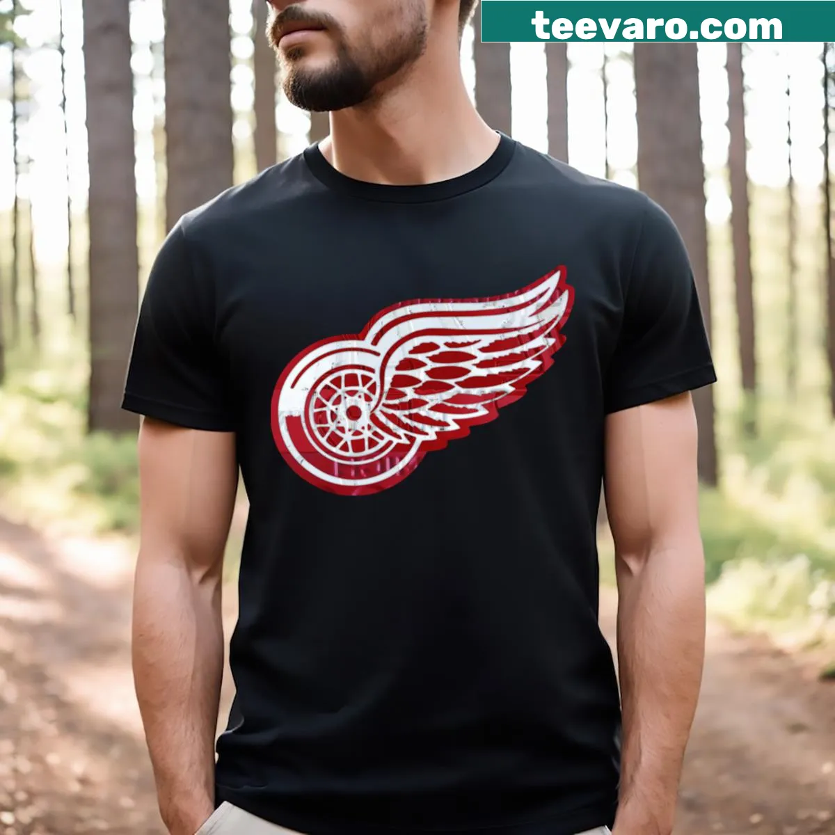 Detroit Red Wings logo on a T-shirt — on a men's t-shirt