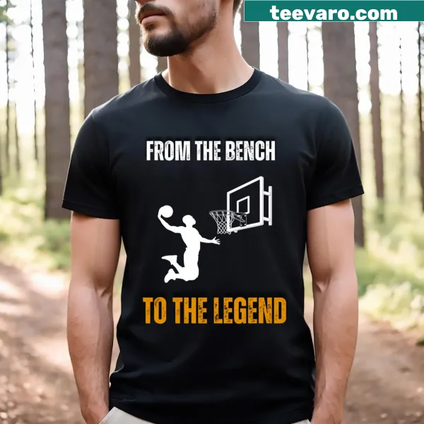 Dynamic basketball-themed graphic showing progression from bench to legend