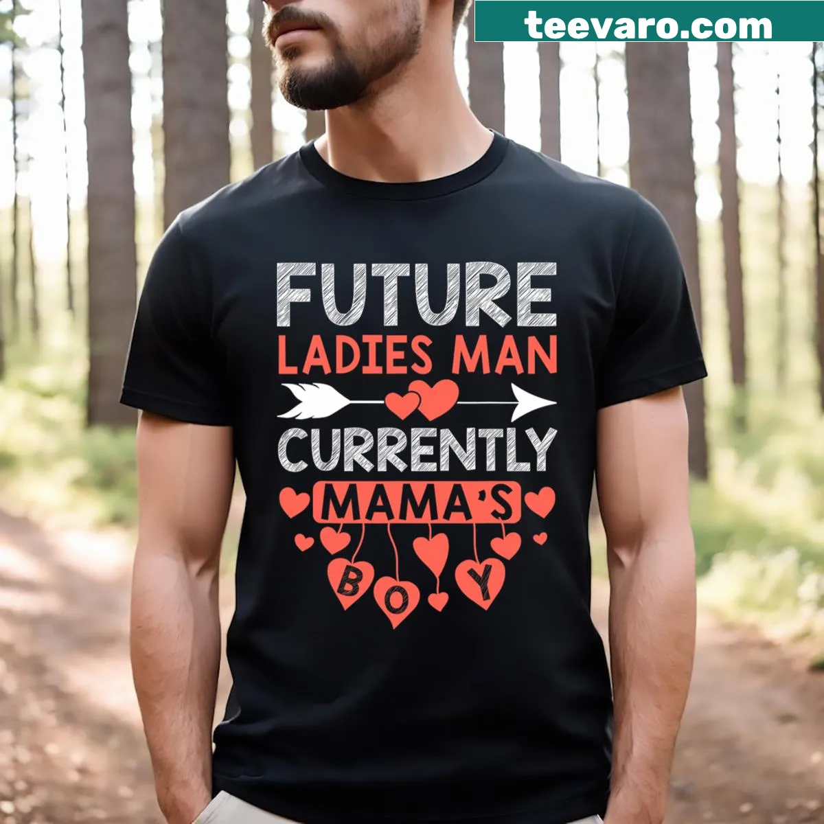 Charming illustration of a mama's boy on a t-shirt — on a men's t-shirt