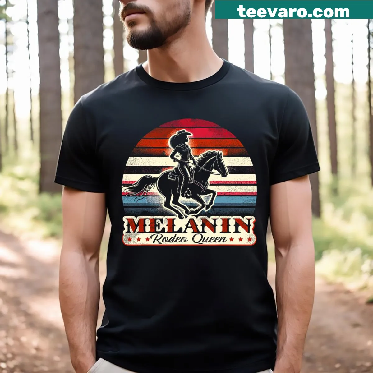 Vintage T-shirt celebrating African American cowgirl culture with powerful design — on a men's t-shirt